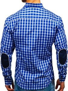 Vyriški elegantiški languoti mėlyni marškiniai ilgomis rankovėmis Bolf 4747