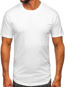 Vyriški ilgi marškinėliai be paveikslėlio balti Bolf 14290