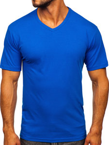 Vyriški marškinėliai be paveikslėliu su V-kaklu mėlyni Bolf 192131