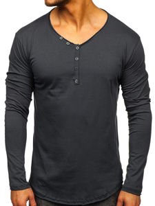 Vyriški marškinėliai ilgomis rankovėmis be paveikslėlio grafito spalvos Bolf 5059